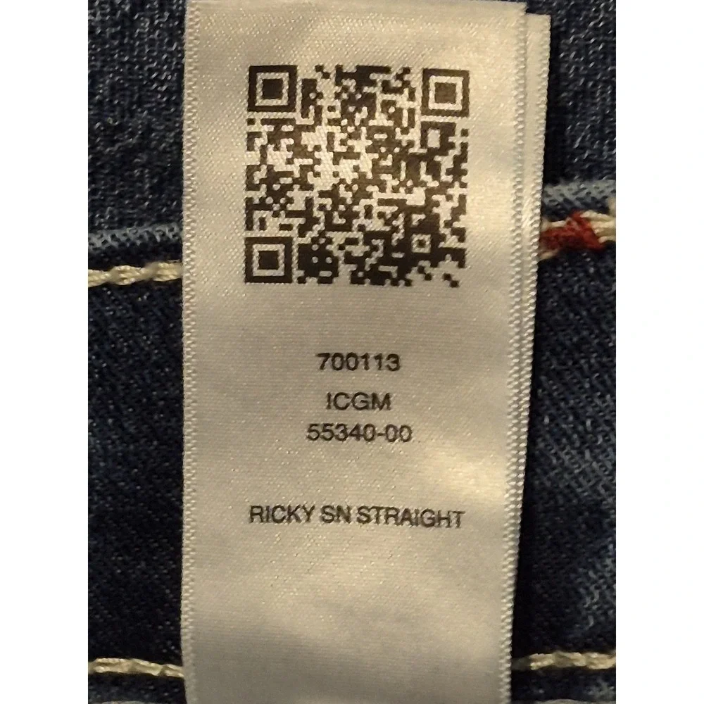 True Religion Ricky Relaxed Straight Jeans Medium Wash Men's 34x32 Blue Denim